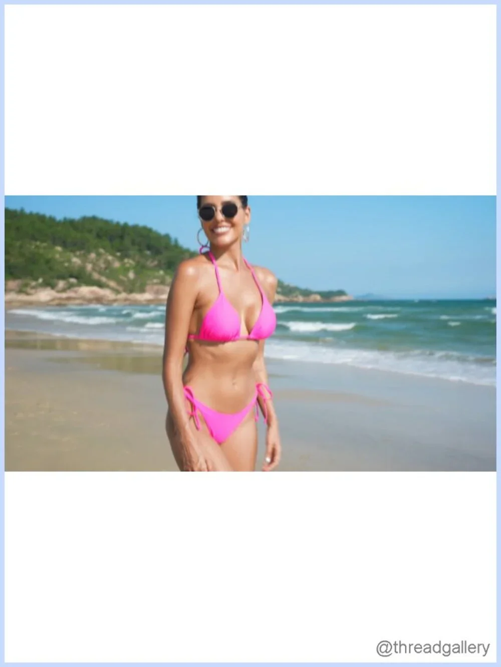 Women's Triangle Bikini Two Piece Halter Tie Side High Cut Swimwear Swimsuit